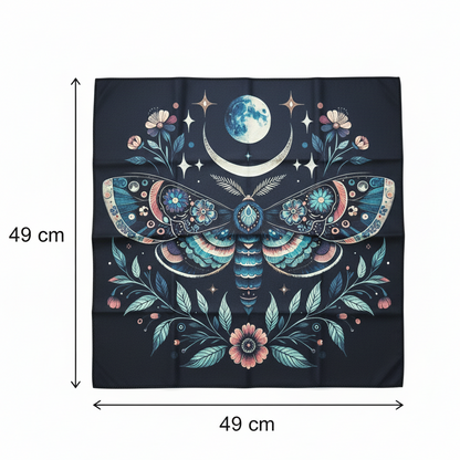 Celestial Moth Altar Cloth – Lunar Guidance for Rituals, 49×49 cm