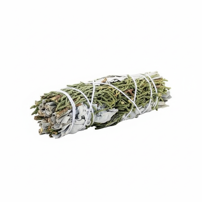 White Sage & Juniper Smudge Stick – Purifying Smoke of Ancestral Calm, 10 cm