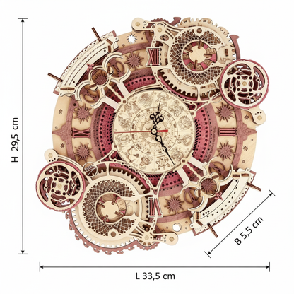 Zodiac Timekeeper DIY Wooden Clock Kit – Baroque Cosmic Precision, 168 pieces by Robotime