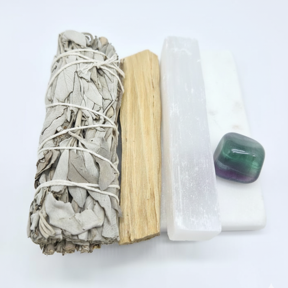 Energy Cleansing Smudge Kit with Fluorite – Ritual of Balance & Renewal