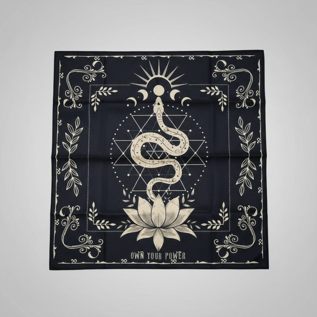 Serpent Altar Cloth – Symbolic Renewal for Rituals, 49×49 cm
