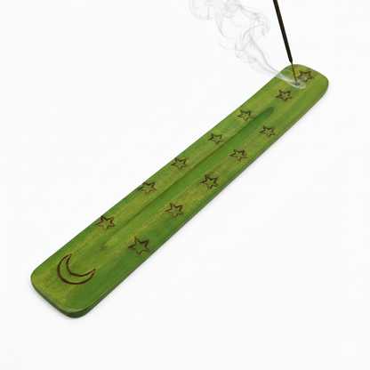 Moon & Stars Wooden Incense Holder – Carrier of Guidance & Intuition, 25 cm