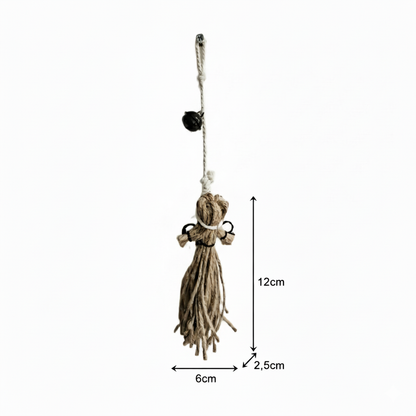 Witchery Rope Doll – Bell Charm for Home Protection, 12×6×2.5 cm