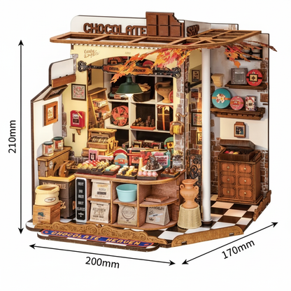 Henry’s Chocolate DIY Wooden Miniature Kit – Nostalgic Candy Shop Display, 330 Pieces