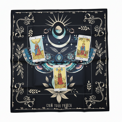 Celestial Moth Altar Cloth – Lunar Guidance for Rituals, 49×49 cm