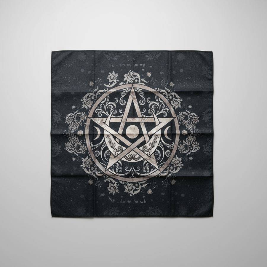 Pentacle Altar Cloth – Elemental Balance for Rituals, 49×49 cm