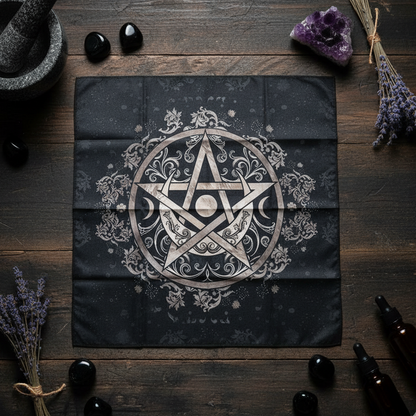 Pentacle Altar Cloth – Elemental Balance for Rituals, 49×49 cm