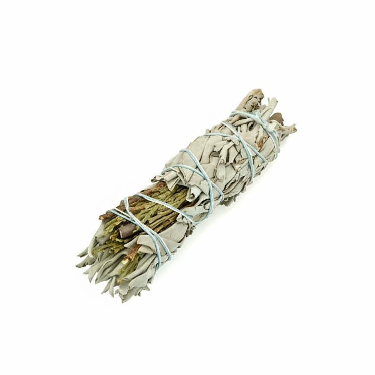 White Sage & Cedar Smudge Stick – Smoke of Protection & Grounding, 10 cm
