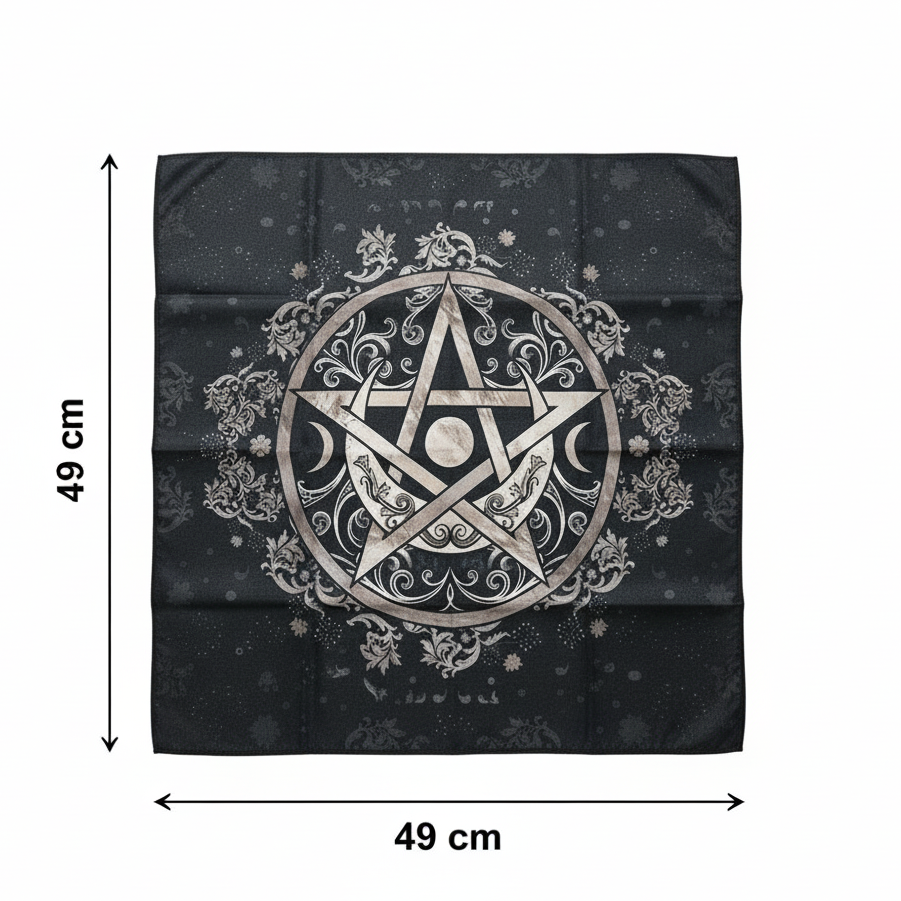 Pentacle Altar Cloth – Elemental Balance for Rituals, 49×49 cm