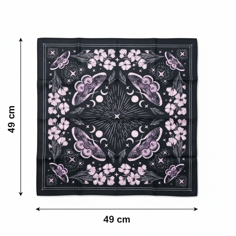 Nocturnal Moth Altar Cloth – Night Bloom for Rituals, 49×49 cm