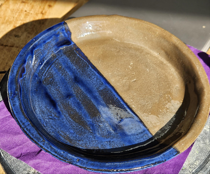 Handmade half blue dinnerplate