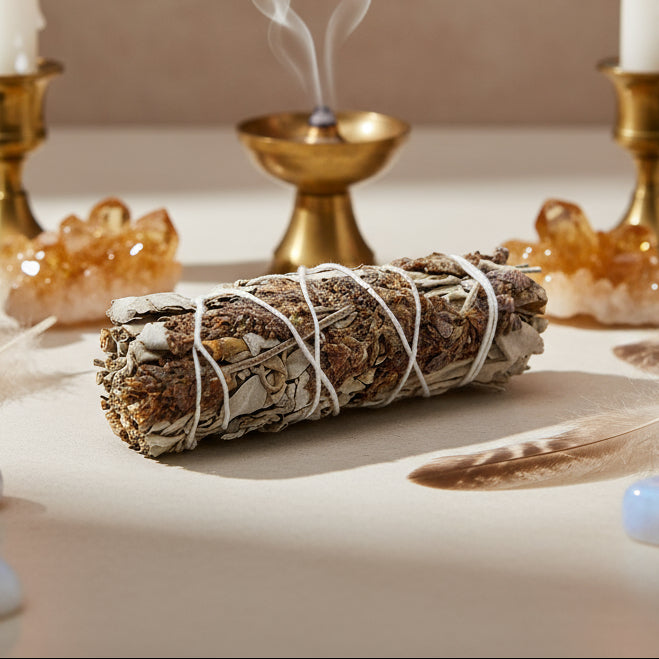 White Sage & Lavender Smudge Stick – Smoke of Peace & Serenity, 10 cm