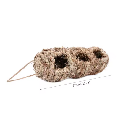 Threefold Hollow Natural Birdhouse – Sanctuary in Shared Stillness, Ø10×33 cm