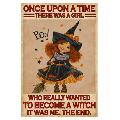 Witchy Girl Metal Sign – Childhood Dream Wall Art, 20×30 cm