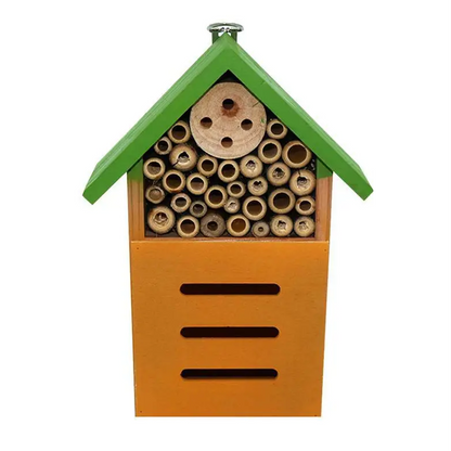 Citrus Roof Wooden Insect Hotel – Habitat for the Helpful, Ø12×23×7.5 cm