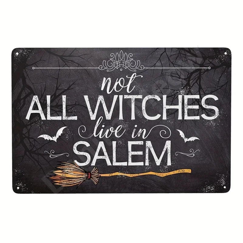 Salem Witches Metal Sign – Witchy Warning Wall Art, 20×30 cm
