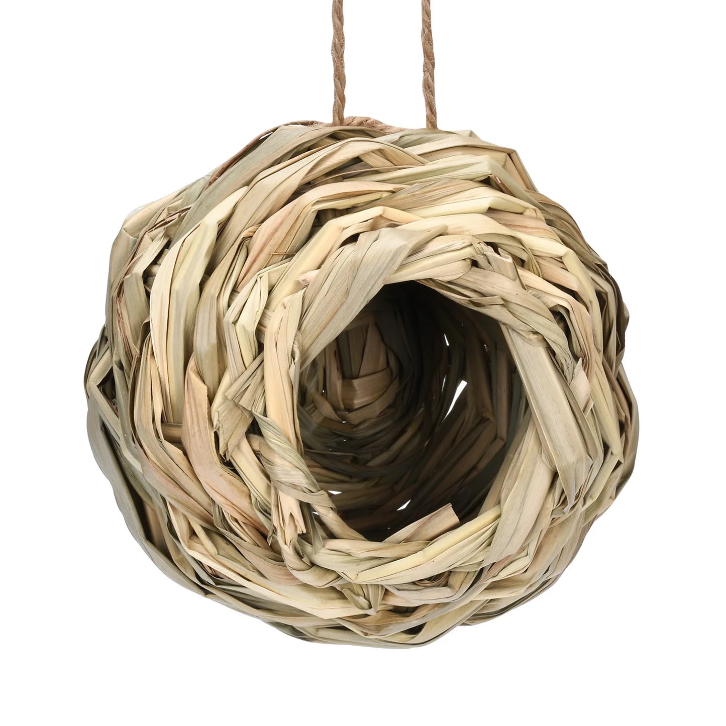 Palm Shelter Natural Birdhouse – Wild Simplicity in a Woven Shell, Ø12×12 cm
