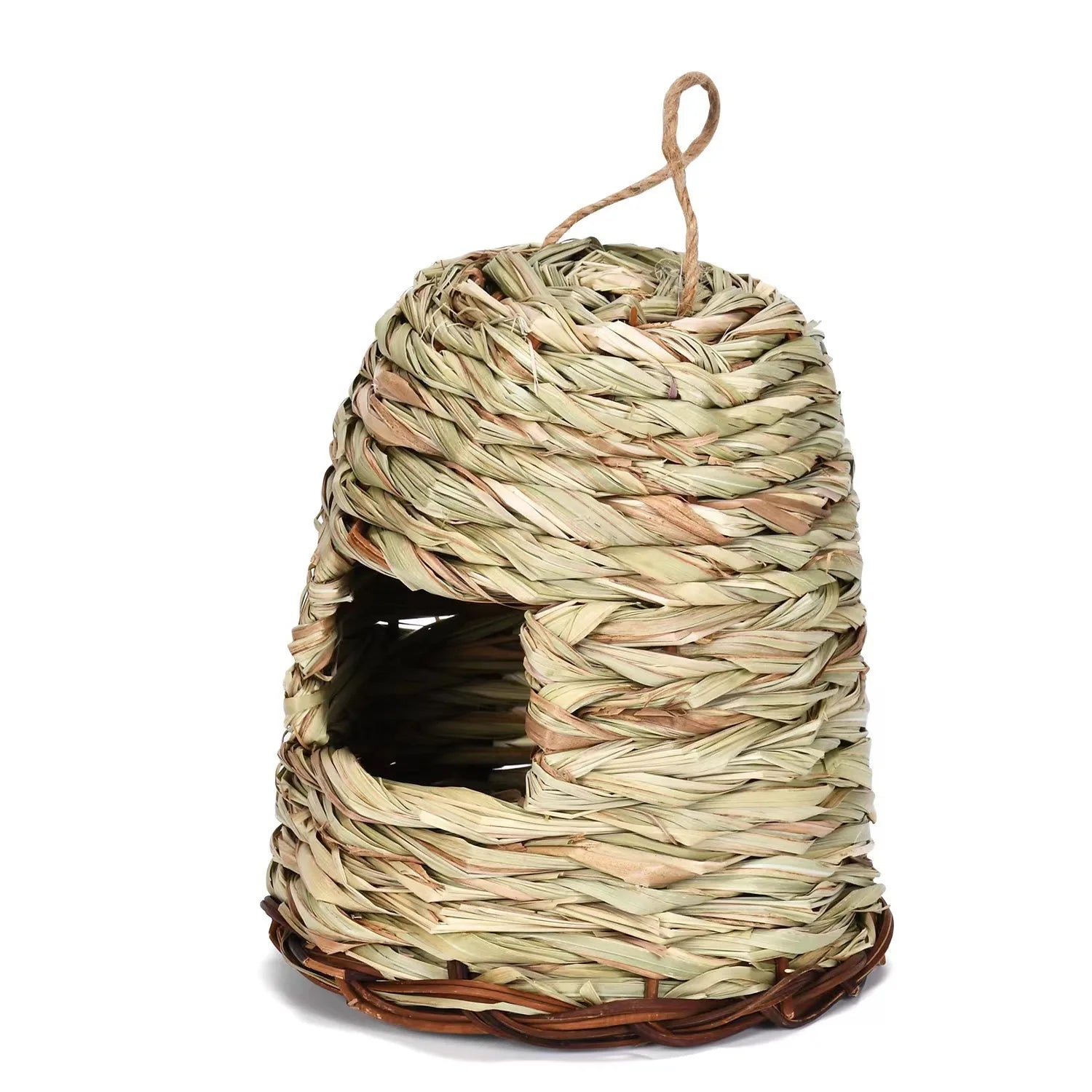 Straw Watchtower Birdhouse – Woven Refuge with a View, Ø15×16 cm