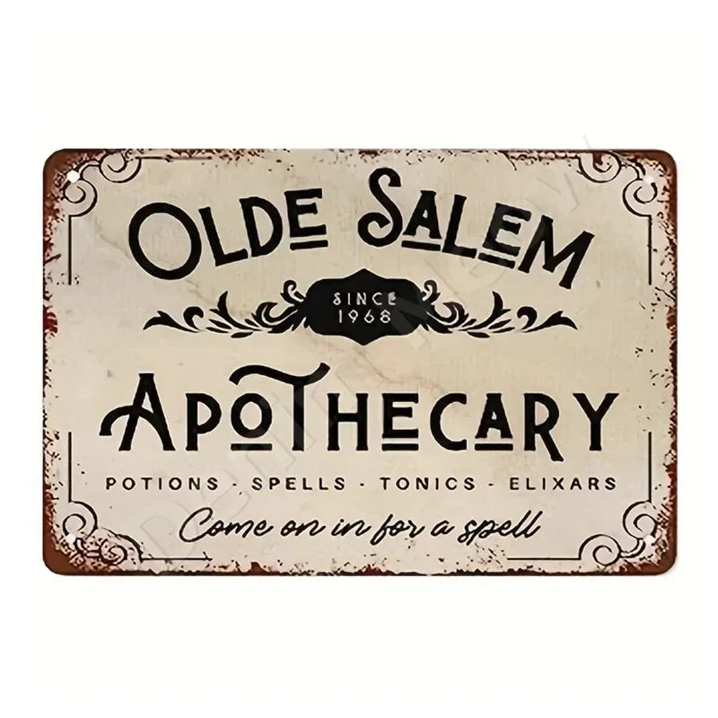 Salem Apothecary Metal Sign – Potion Shop Wall Art, 20×30 cm