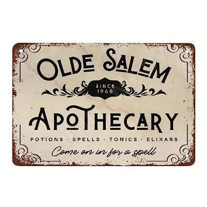 Salem Apothecary Metal Sign – Potion Shop Wall Art, 20×30 cm