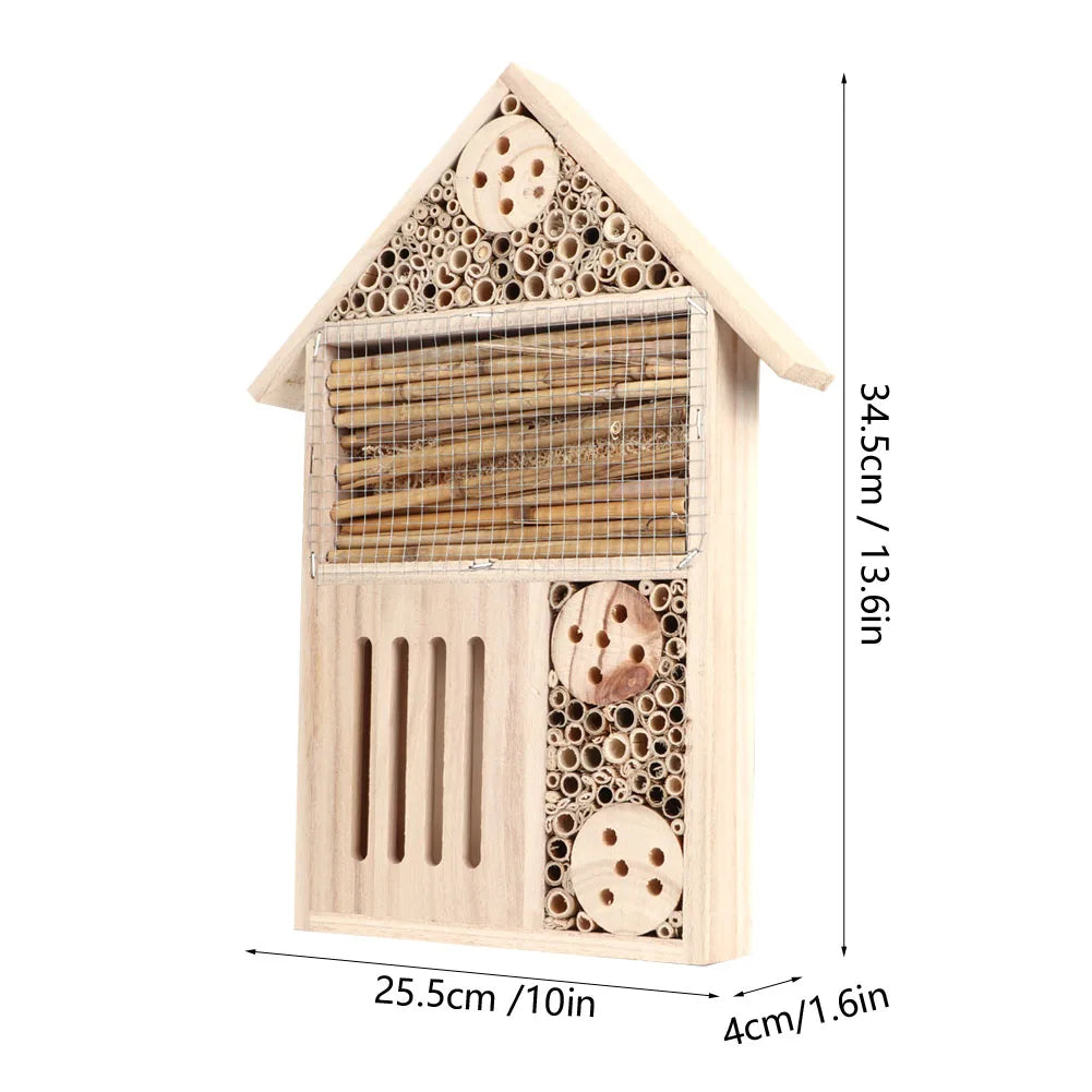 Buzzing Ranch Wooden Insect Hotel – Light Haven for Pollinators, Ø25.5×34.5×4 cm