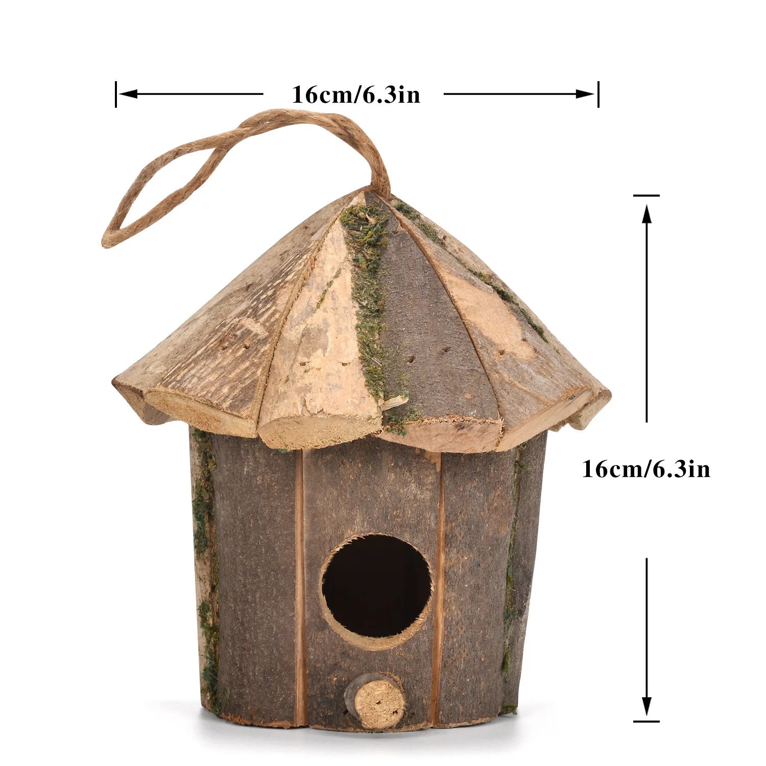 Woodland Pavilion Natural Birdhouse – Rustic Refuge Beneath Forest Roof, Ø16×16 cm