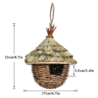 Braided Grove Natural Birdhouse – Straw-Topped Hut for Feathered Friends, Ø17×22 cm