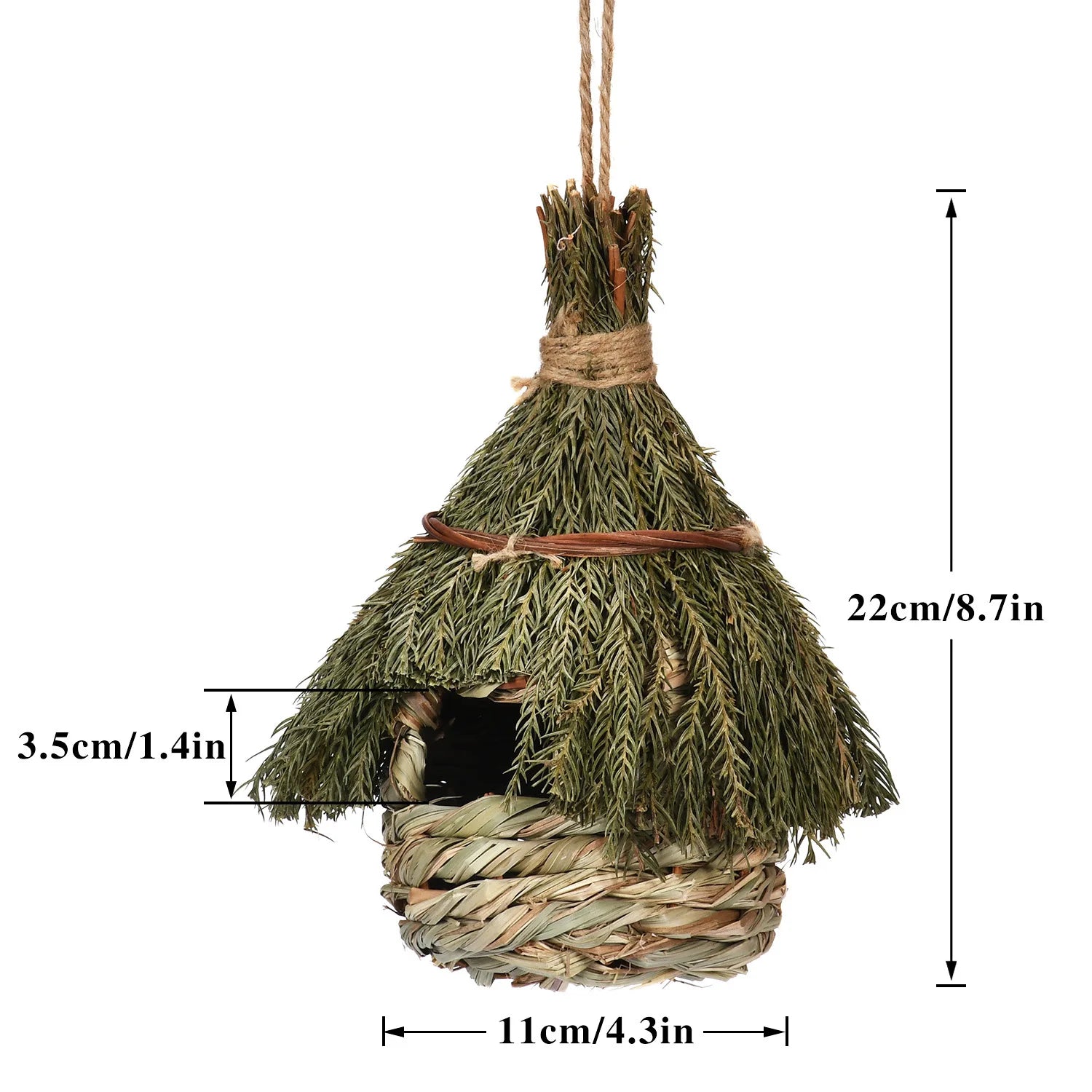 Forest Canopy Natural Birdhouse – Evergreen Retreat for Feathered Quiet, Ø11×22 cm