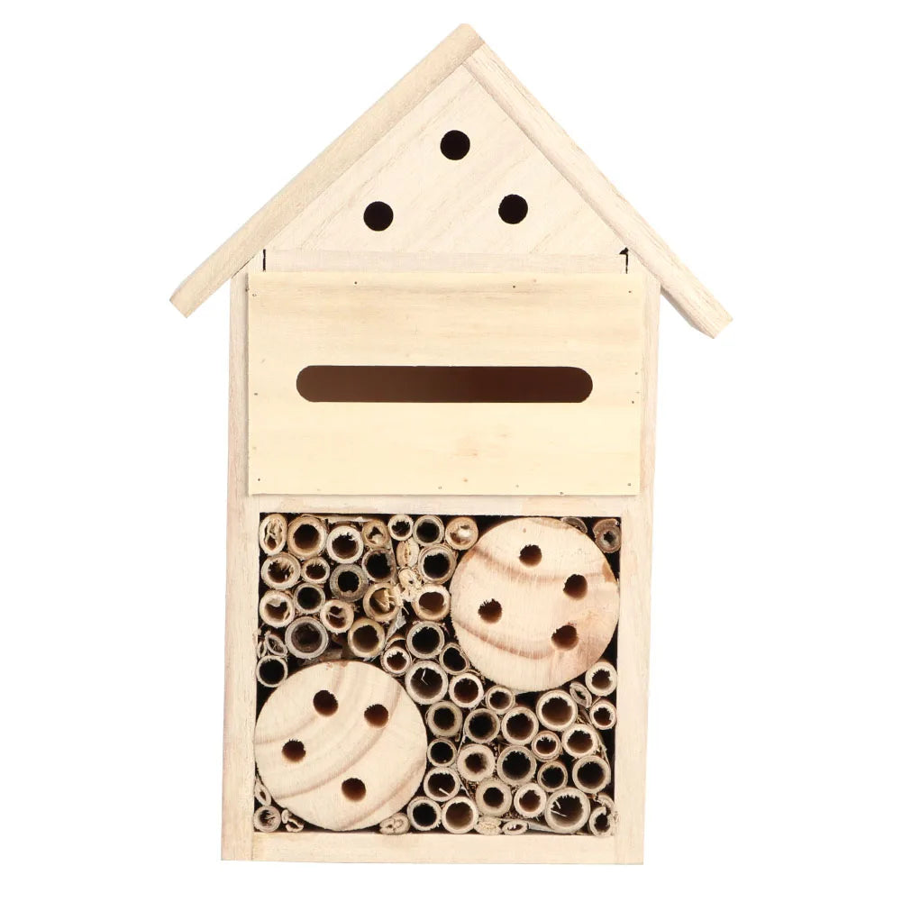 Sun Nook Wooden Insect Hotel – Bright Haven for Pollinators, Ø15.5×23×7 cm