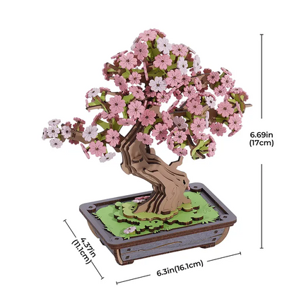 Sakura Spirit DIY Wooden Bonsai Kit – Eternal Spring Blossoms, 263 pieces by Robotime