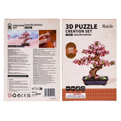 Sakura Spirit DIY Wooden Bonsai Kit – Eternal Spring Blossoms, 263 pieces by Robotime
