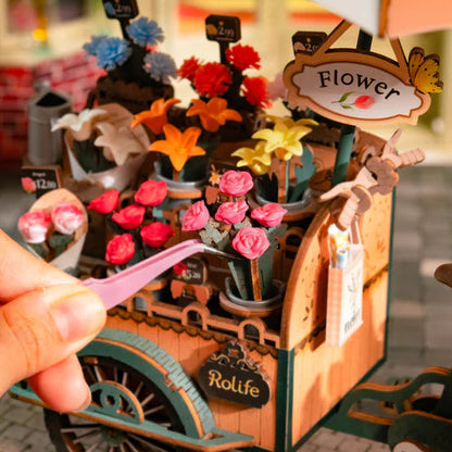 Bloom on Wheels DIY Wooden Blossom Cart Kit – Vintage Market Charm, 187 pieces by Robotime