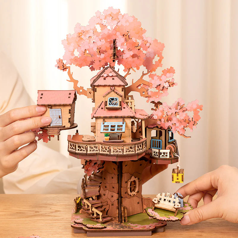 Blossom Dreams DIY Wooden Treehouse Kit – Sakura Childhood Sanctuary, 535 pieces by Robotime