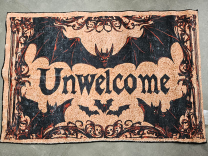 "Unwelcome" Gothic Bat Doormat – Dark Home Decor Statement