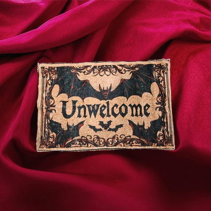 "Unwelcome" Gothic Bat Doormat – Dark Home Decor Statement
