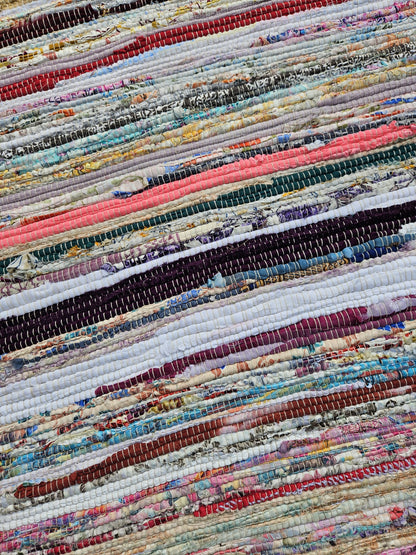 Chindi-stijl gerecycled lappenkleed – aardgeweven boho-vloermat, 60×90 cm
