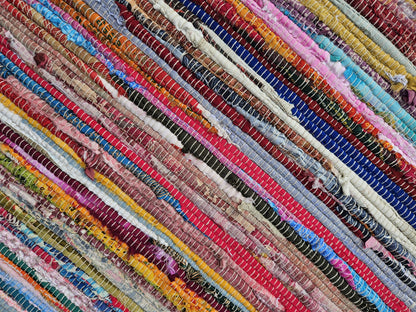 Chindi-stijl gerecycled lappenkleed – aardgeweven boho-vloermat, 60×90 cm