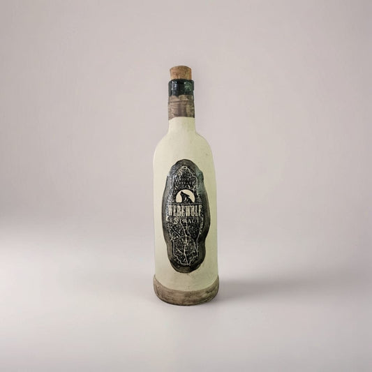 Werewolf Elixir Ceramic Bottle – Handcrafted Potion Vessel for Spirits & Display, Ø8 cm  x 24 cm