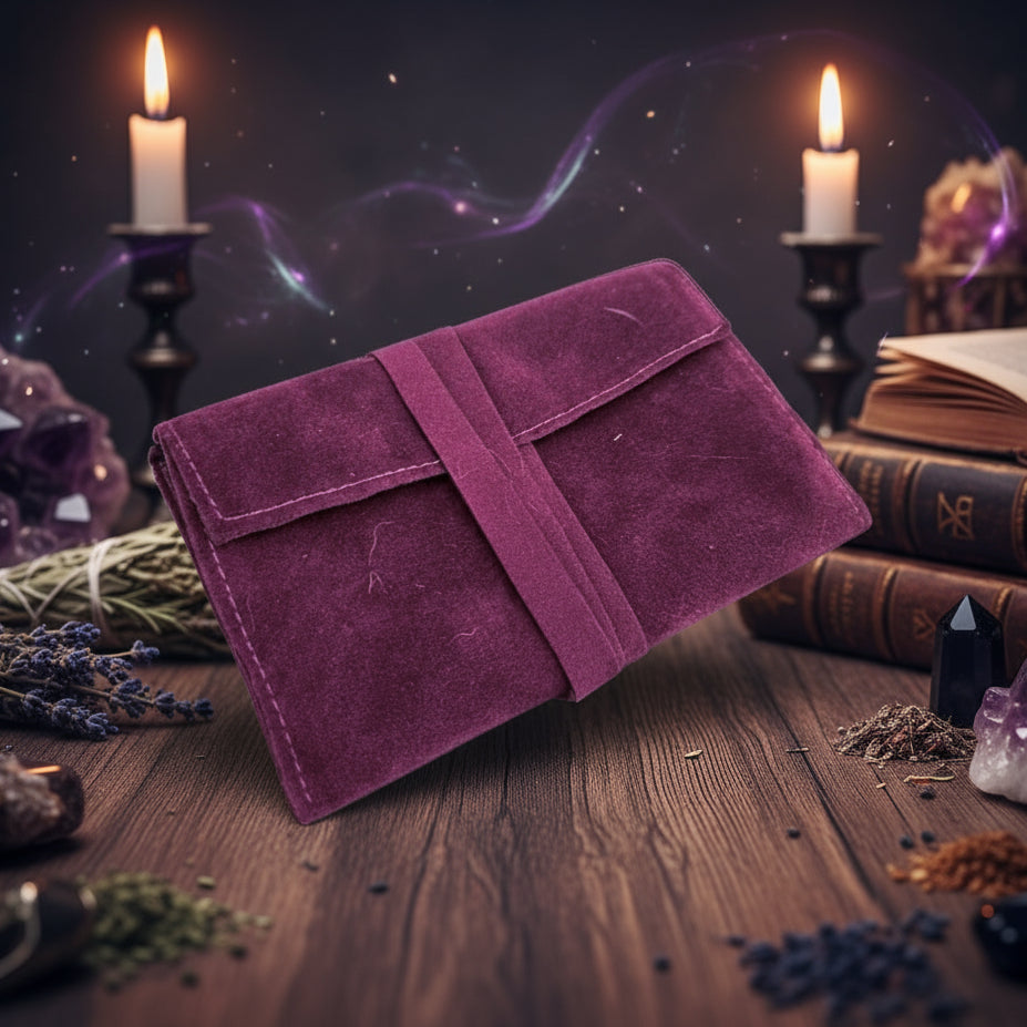 Purple Velvet Tarot & Oracle Card Bag – Mystic Wrap Pouch, 8×13 cm