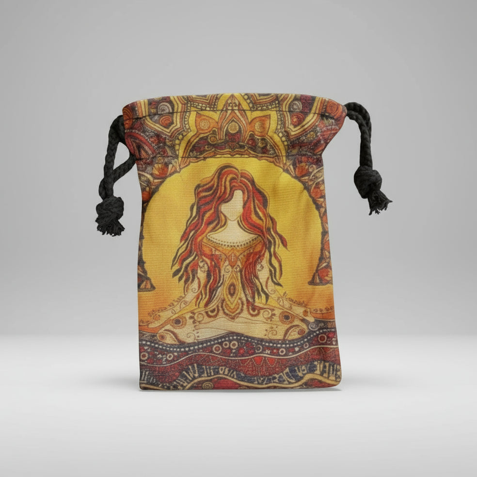 Ginger Witch Tarot & Oracle Card Bag – Sunlit Ritual Pouch, 8×13 cm