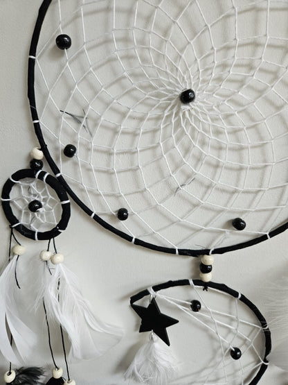 Nocturne Black Moon Dreamcatcher - Boho Talisman for Protection & Mystery, 80 cm, curated by World of Red Raven