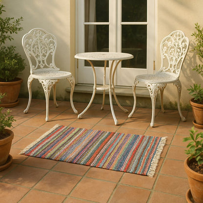 Chindi-stijl gerecycled lappenkleed – aardgeweven boho-vloermat, 60×90 cm