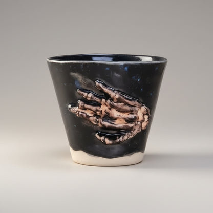 Grave Grip Ceramic Minis – Dark Duo For Shots And Succulents, Ø4.5×5.5 cm by Red Raven Pottery