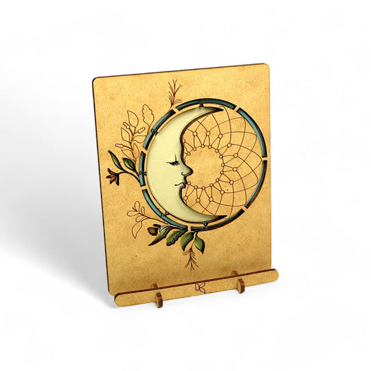 Houten ansichtkaart "Crescent Moon" - Staande 3D Eco-groet