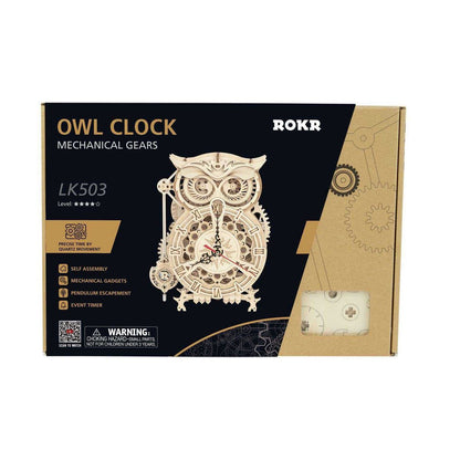 Guardian Owl DIY Wooden Wall Clock Kit – Featured Timekeeper, 161 Pieces by Robotime