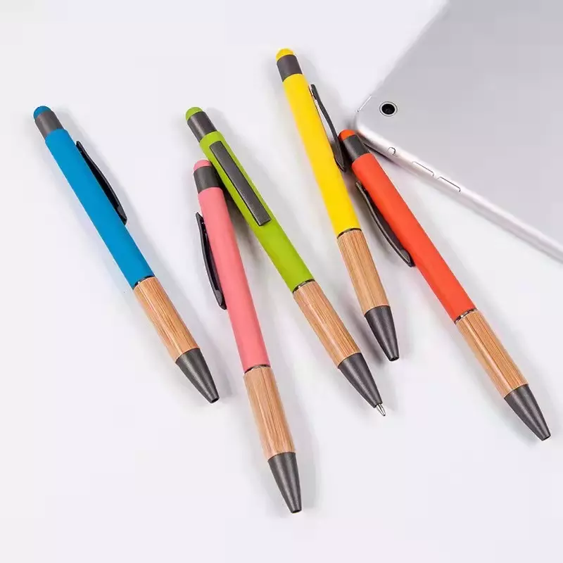 Bamboe Stylus/Schrijf Pen | Random Kleuren | 8 Stuks