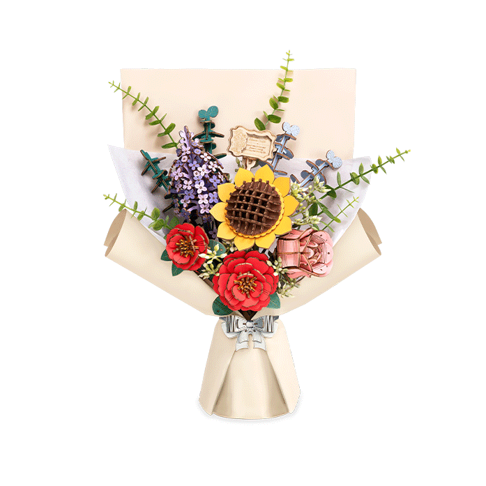 Late Summer Beauty DIY Wooden Flower Kit – Handbuilt Blooming Arrangement, 581 Pieces by Robotime