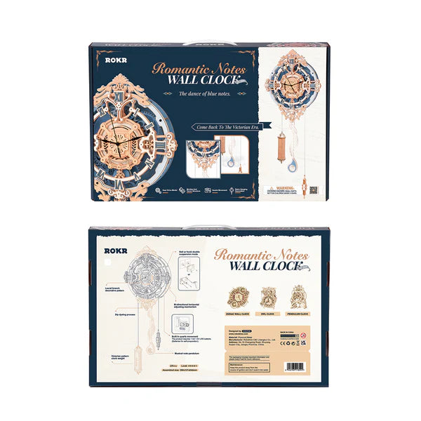 Romantic Note DIY Wooden Wall Clock Kit – Timeless Gearwork Elegance, 231 Pieces by Robotime