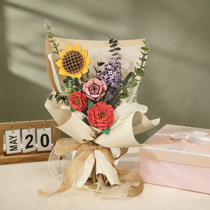 Late Summer Beauty DIY Wooden Flower Kit – Handbuilt Blooming Arrangement, 581 Pieces by Robotime