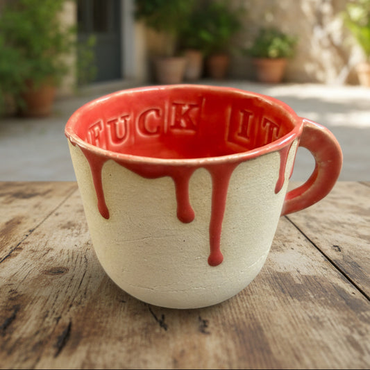 Ahh, Fuck It Ceramic Mug – Bloody Brilliant Brew, Ø8.5 × 8 cm by Red Raven Pottery